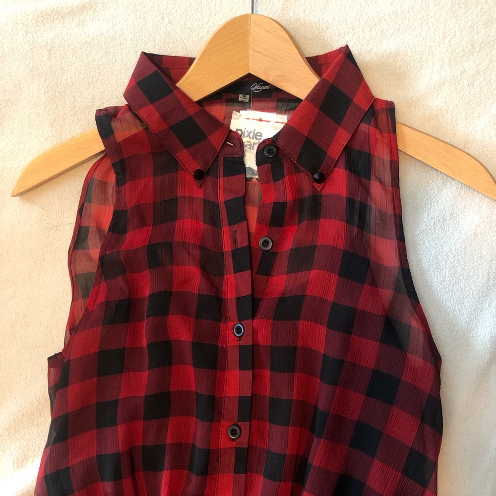 Pixie Market - Sugar Lips Red Check Maxi Dress M